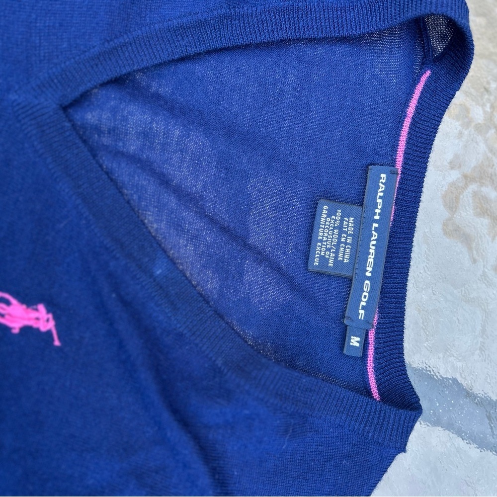 VTG Ralph Lauren Golf M Italian wool lightweight sweater preppy quiet luxury - Picture 7 of 9